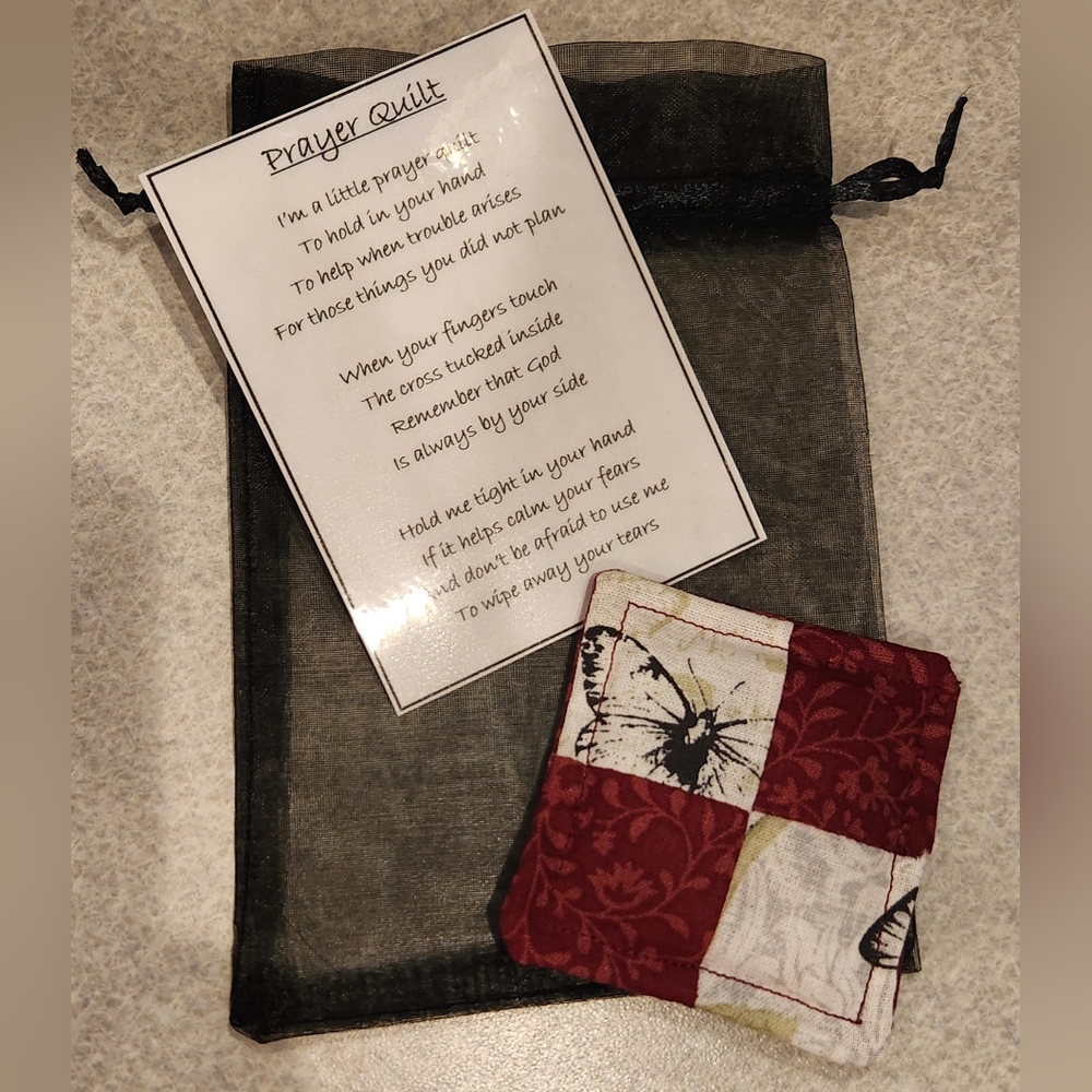 Pocket Prayer Quilt Maroon and Butterfly Pattern
